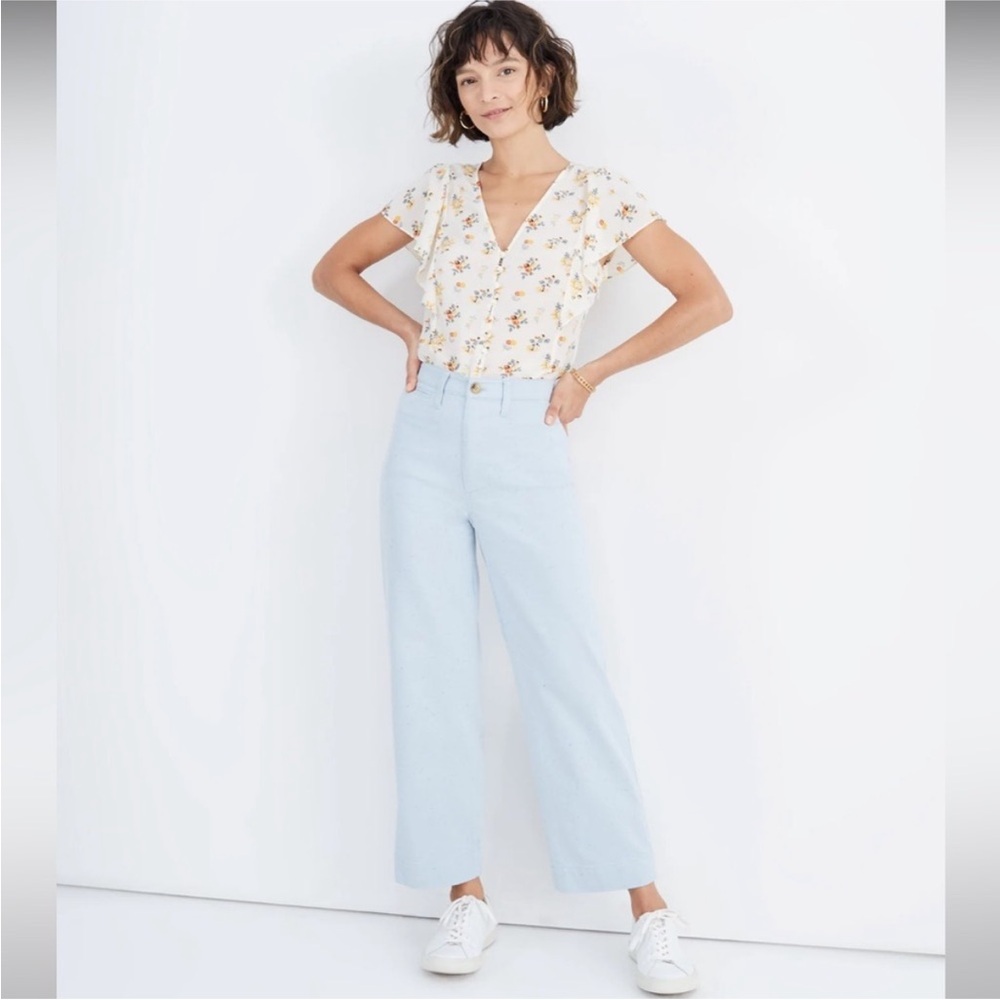 MADEWELL Emmett Wide Leg Straight Crop Jeans Pants Speckle Print Size 25